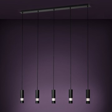 Eglo - LED Hanglamp aan een koord 5xGU10/4,6W/230V zwart