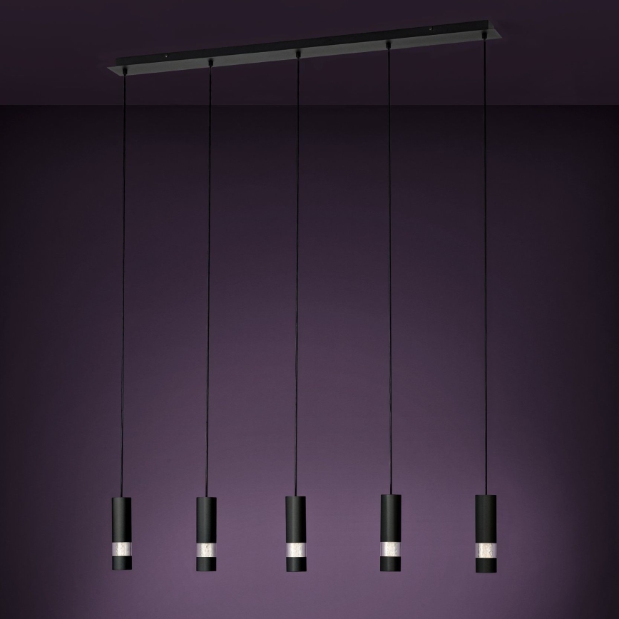 Eglo - LED Hanglamp aan een koord 5xGU10/4,6W/230V zwart