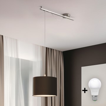 Eglo - LED Hanglamp aan een koord CALCENA 1xE27/60W/230V chroom/bruin