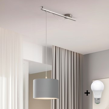 Eglo - LED Hanglamp aan een koord CALCENA 1xE27/60W/230V chroom/grijs