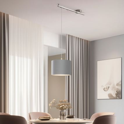 Eglo - LED Hanglamp aan een koord CALCENA 1xE27/60W/230V chroom/grijs