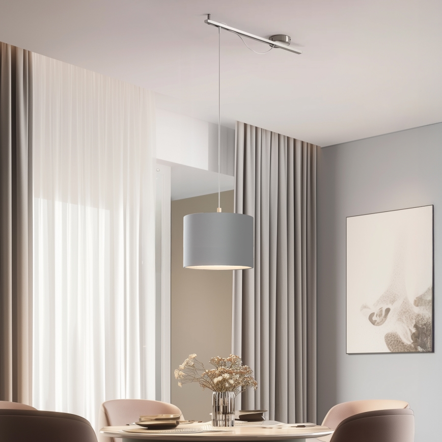 Eglo - LED Hanglamp aan een koord CALCENA 1xE27/60W/230V chroom/grijs