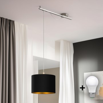 Eglo - LED Hanglamp aan een koord CALCENA 1xE27/60W/230V chroom/zwart