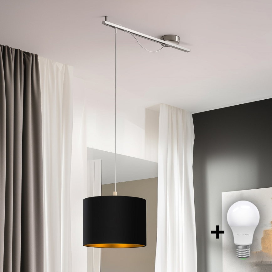 Eglo - LED Hanglamp aan een koord CALCENA 1xE27/60W/230V chroom/zwart