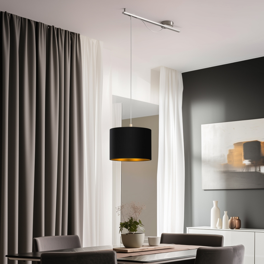 Eglo - LED Hanglamp aan een koord CALCENA 1xE27/60W/230V chroom/zwart