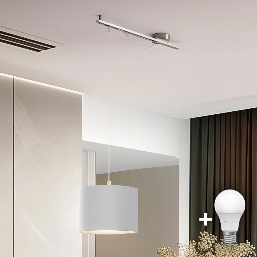 Eglo - LED  Hanglamp aan een koord CALCENA 1xE27/60W/230V mat chroom/wit