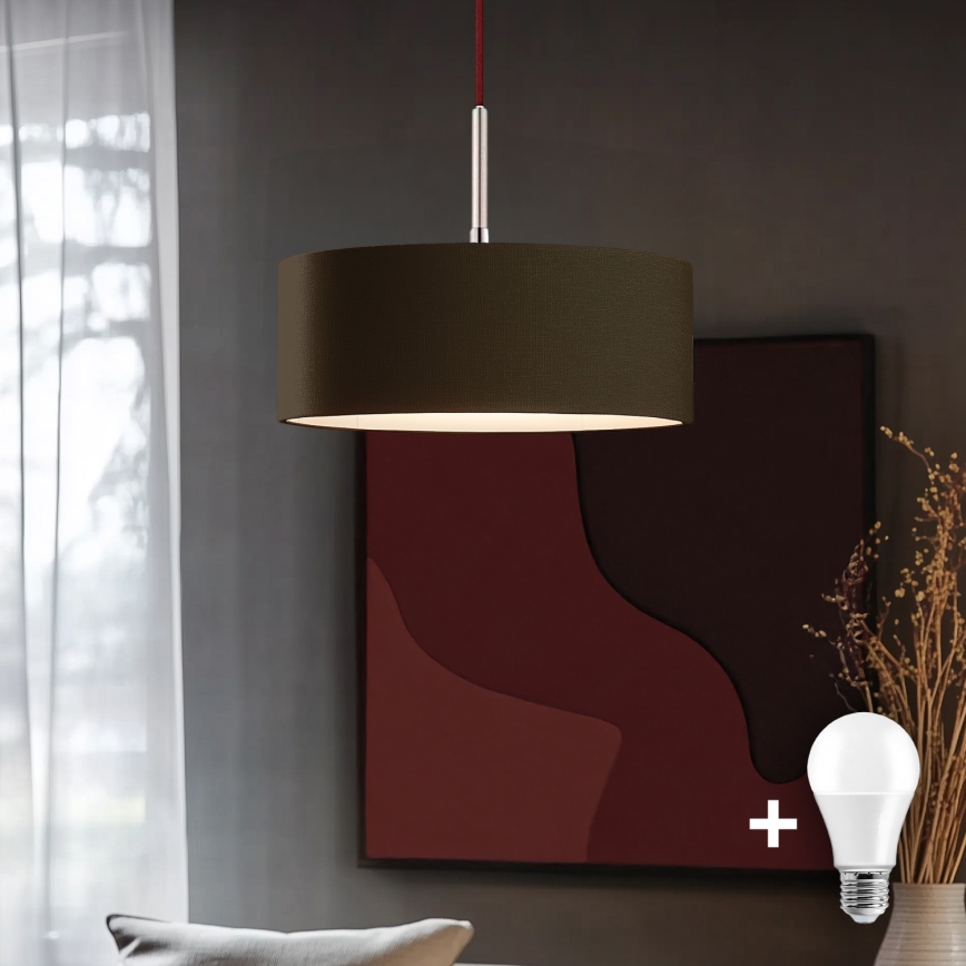 Eglo - LED Hanglamp aan een koord TUNJA 1xE27/60W/230V bruin