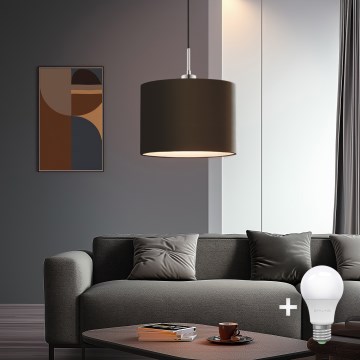 Eglo - LED Hanglamp aan een koord TUNJA 1xE27/60W/230V bruin