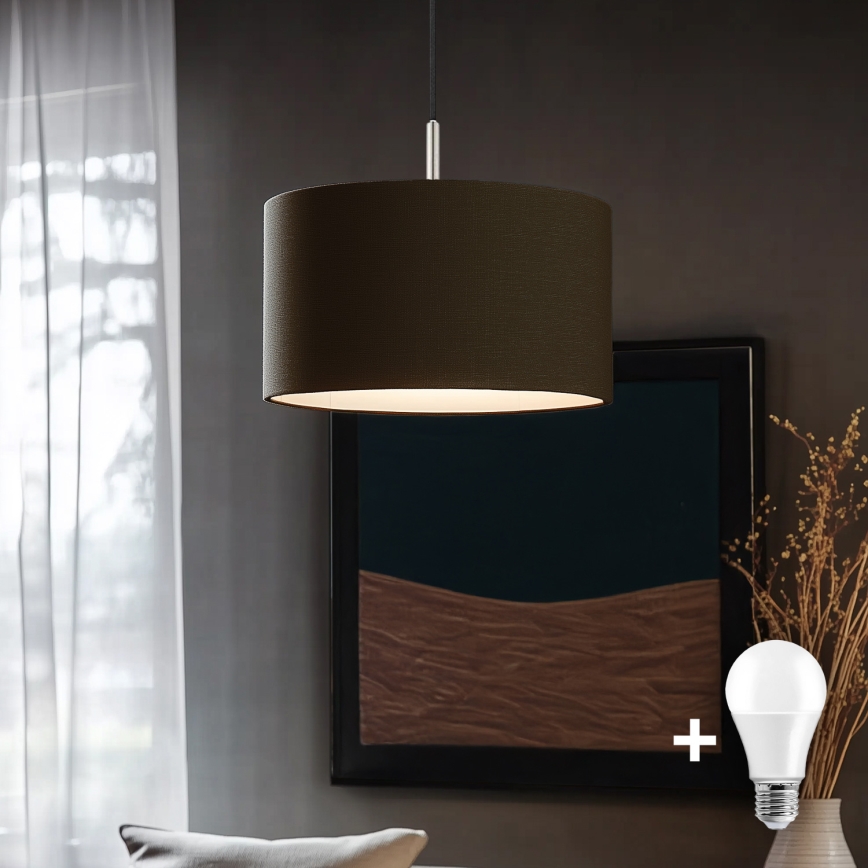 Eglo - LED Hanglamp aan een koord TUNJA 1xE27/60W/230V bruin