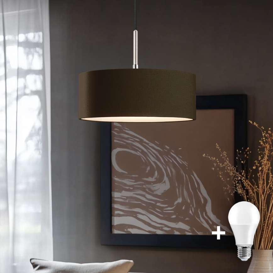 Eglo - LED Hanglamp aan een koord TUNJA 1xE27/60W/230V bruin