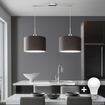 Eglo - LED Hanglamp aan een koord TUNJA 2xE27/60W/230V bruin