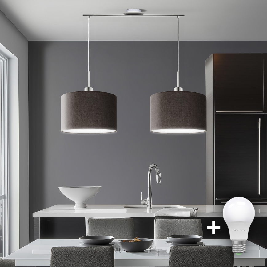 Eglo - LED Hanglamp aan een koord TUNJA 2xE27/60W/230V bruin