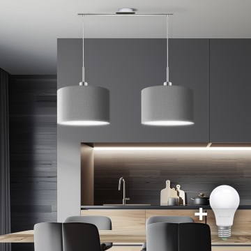 Eglo - LED Hanglamp aan een koord TUNJA 2xE27/60W/230V grijs