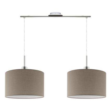 Eglo - LED Hanglamp aan een koord TUNJA 2xE27/60W/230V taupe