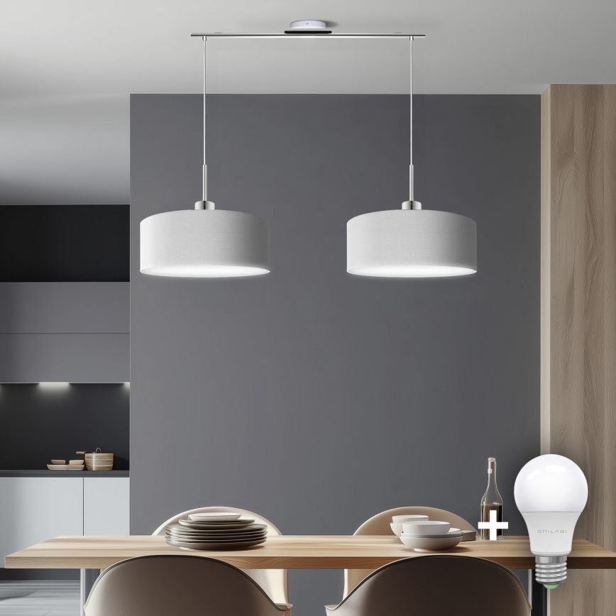 Eglo - LED Hanglamp aan een koord TUNJA 2xE27/60W/230V wit