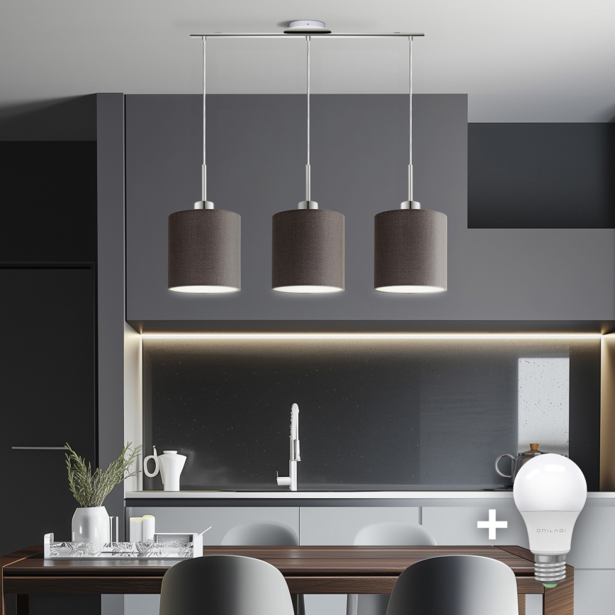 Eglo - LED  Hanglamp aan een koord TUNJA 3xE27/60W/230V bruin