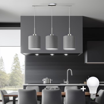 Eglo - LED Hanglamp aan een koord TUNJA 3xE27/60W/230V grijs