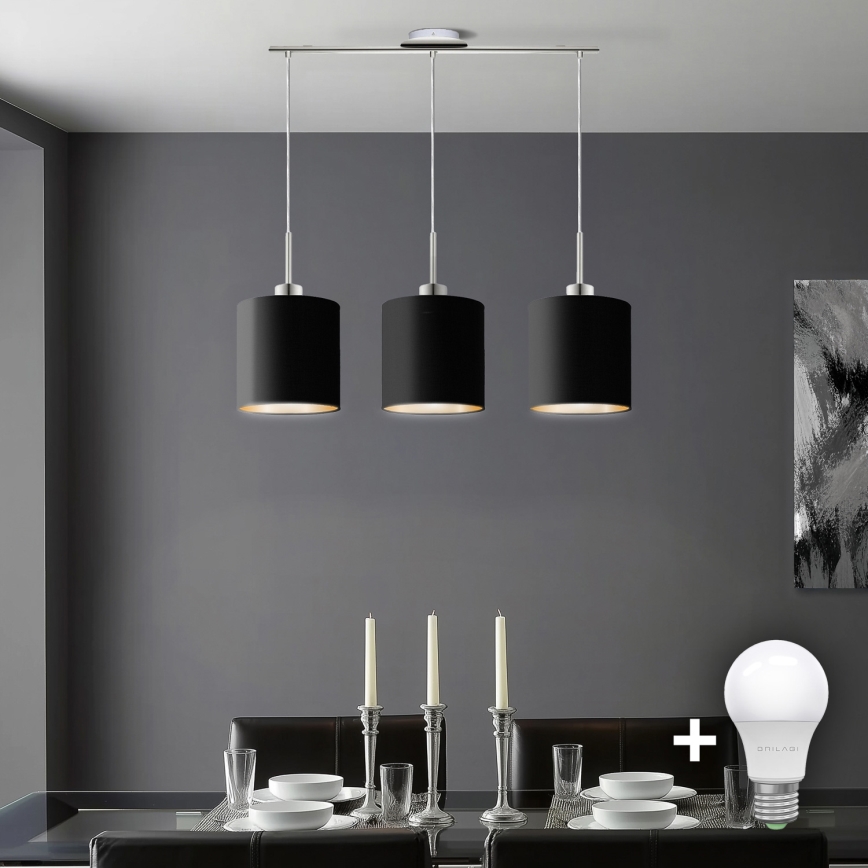 Eglo - LED  Hanglamp aan een koord TUNJA 3xE27/60W/230V zwart