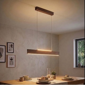 Eglo - LED-hanglamp aan kabel LED/17W/230V + LED/4,2W walnoot