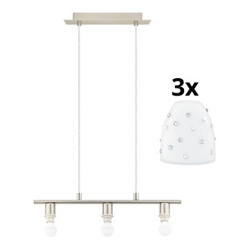 Eglo - LED Hanglamp aan kabel MY CHOICE 3xE14/4W/230V mat chroom/wit