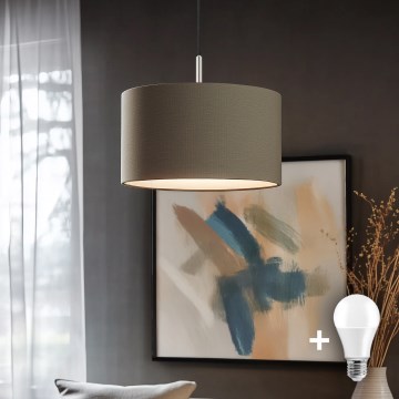 Eglo - LED Hanglamp aan kabel TUNJA 1xE27/60W/230V taupe