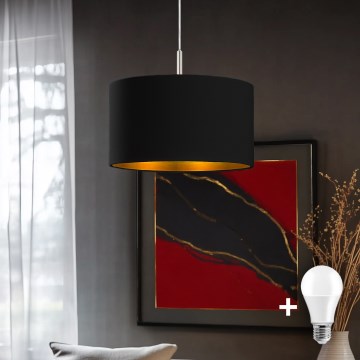 Eglo - LED-hanglamp aan kabel TUNJA 1xE27/60W/230V zwart