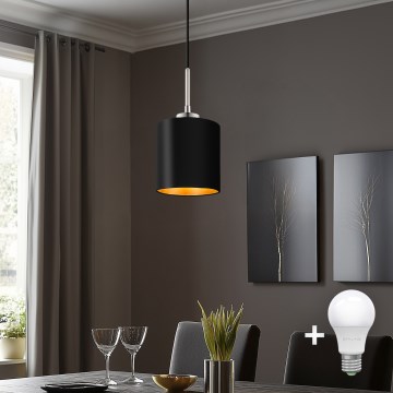 Eglo - LED Hanglamp aan kabel TUNJA 1xE27/60W/230V zwart