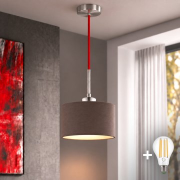 Eglo - LED-hanglamp aan kabel TUNJA 1xE27/60W/230V Ø 20 cm bruin/rood