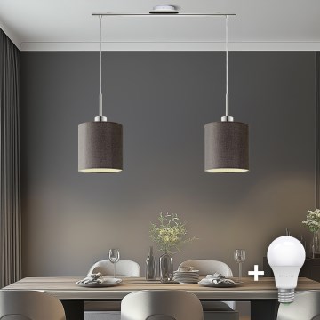 Eglo - LED Hanglamp aan kabel TUNJA 2xE27/60W/230V bruin