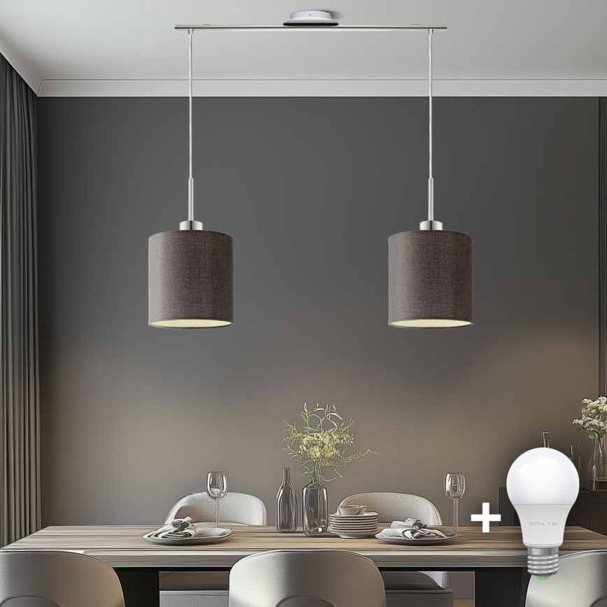 Eglo - LED Hanglamp aan kabel TUNJA 2xE27/60W/230V bruin
