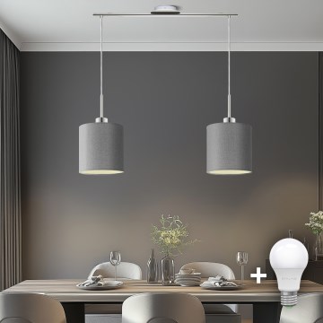 Eglo - LED Hanglamp aan kabel TUNJA 2xE27/60W/230V grijs