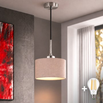 Eglo - LED hanglamp aan snoer TUNJA 1xE27/60W/230V Ø 20 cm beige/zwart