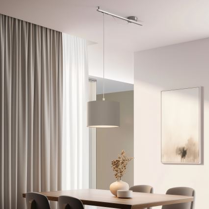 Eglo - LED Hanglamp aan kabel CALCENA 1xE27/60W/230V chroom/taupe