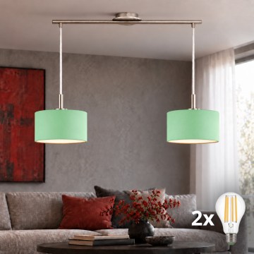 Eglo - LED-hanglamp TUNJA met kabel 2xE27/60W/230V mat chroom/groen