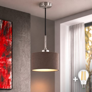 Eglo - LED-kroonluchter aan kabel TUNJA 1xE27/60W/230V Ø 20 cm bruin/zwart