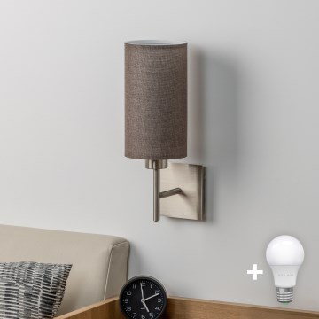 Eglo - LED muurlamp TUNJA 1xE27/60W/230V mat chroom/bruin