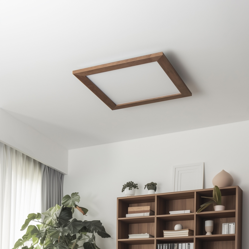 Eglo - LED RGB Dimbaar bevestigd lichtpaneel SALOBRENA-C WOOD LED/24W/230V 2700-6500K 49,5x49,5 cm donkerbruin + afstandsbediening