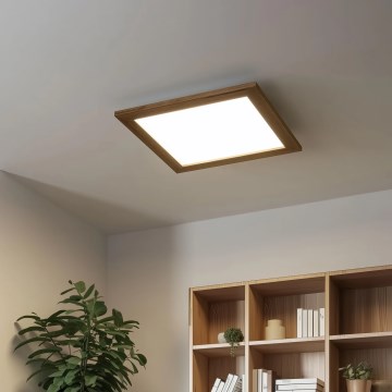 Eglo - LED RGB Dimbaar bevestigd lichtpaneel SALOBRENA-C WOOD LED/24W/230V 2700-6500K 49,5x49,5 cm bruin + afstandsbediening