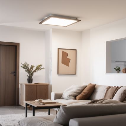 Eglo - LED RGB Dimbaar bevestigd lichtpaneel SALOBRENA-C WOOD LED/30,5W/230V 2700-6500K 64x64 cm donkerbruin + afstandsbediening