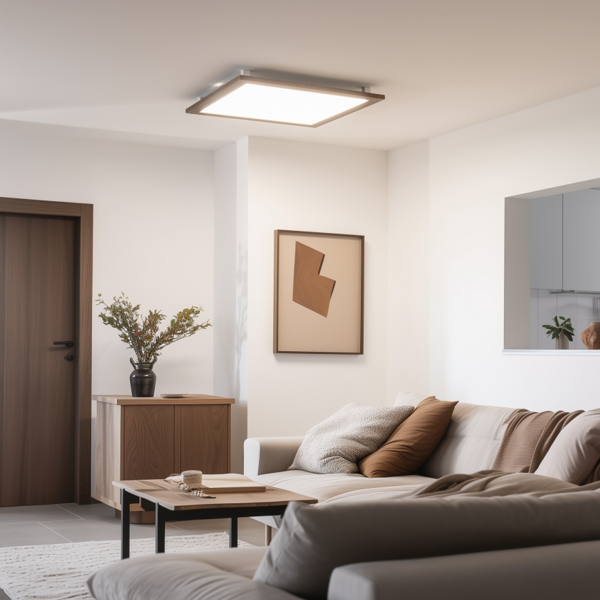 Eglo - LED RGB Dimbaar bevestigd lichtpaneel SALOBRENA-C WOOD LED/30,5W/230V 2700-6500K 64x64 cm donkerbruin + afstandsbediening