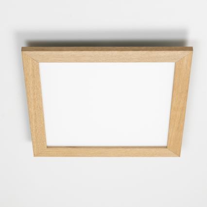 Eglo - LED RGB dimbaar opbouwpaneel SALOBRENA-C WOOD LED/40W/230V 2700-6500K 49,5x49,5 cm bruin + afstandsbediening