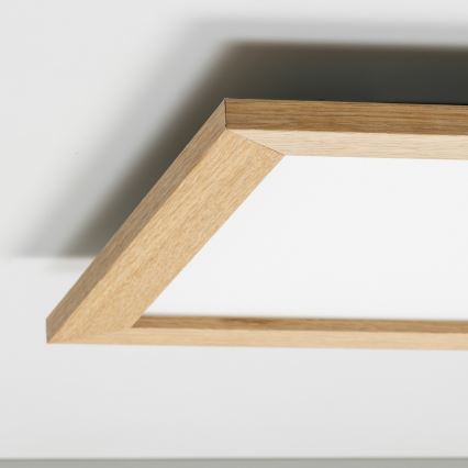 Eglo - LED RGB dimbaar opbouwpaneel SALOBRENA-C WOOD LED/40W/230V 2700-6500K 49,5x49,5 cm bruin + afstandsbediening