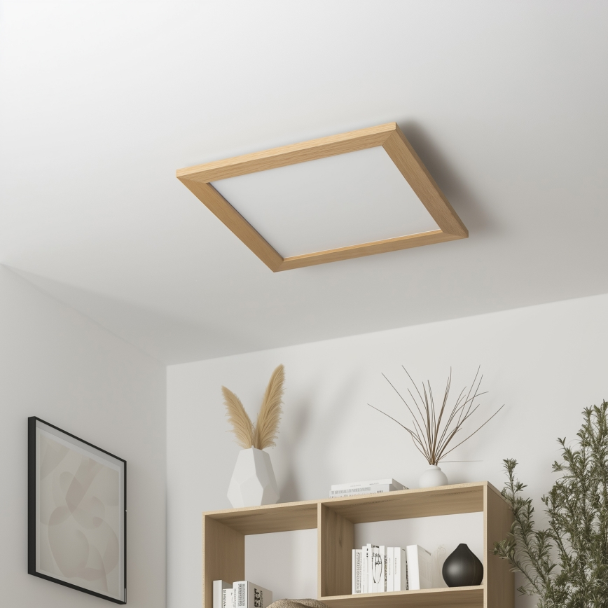 Eglo - LED RGB dimbaar opbouwpaneel SALOBRENA-C WOOD LED/40W/230V 2700-6500K 49,5x49,5 cm bruin + afstandsbediening