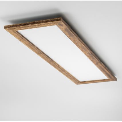 Eglo - LED RGBW Dimbaar Bevestigd/inbouw panel SALOBRENA-C WOOD LED/34W/230V 2700-6500K 34x124 cm bruin + afstandsbediening