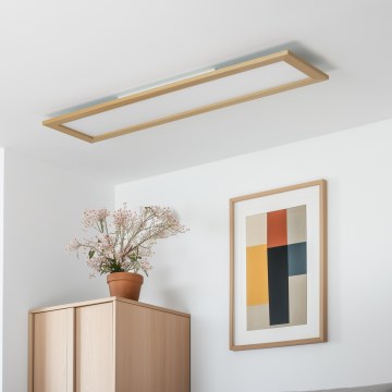 Eglo - LED RGBW Dimbaar Bevestigd/inbouw panel SALOBRENA-C WOOD LED/34W/230V 2700-6500K 34x124 cm bruin + afstandsbediening