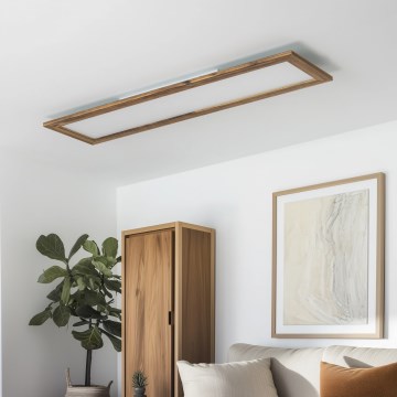 Eglo - LED RGBW Dimbaar Bevestigd/inbouw panel SALOBRENA-C WOOD LED/34W/230V 2700-6500K 34x124 cm bruin + afstandsbediening