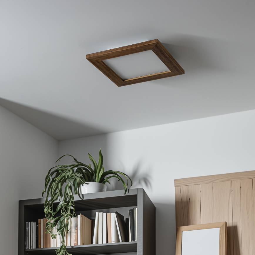 Eglo - LED RGBW Dimbaar bevestigd lichtpaneel SALOBRENA-C WOOD LED/16W/230V 2700-6500K 34x34 cm bruin + afstandsbediening
