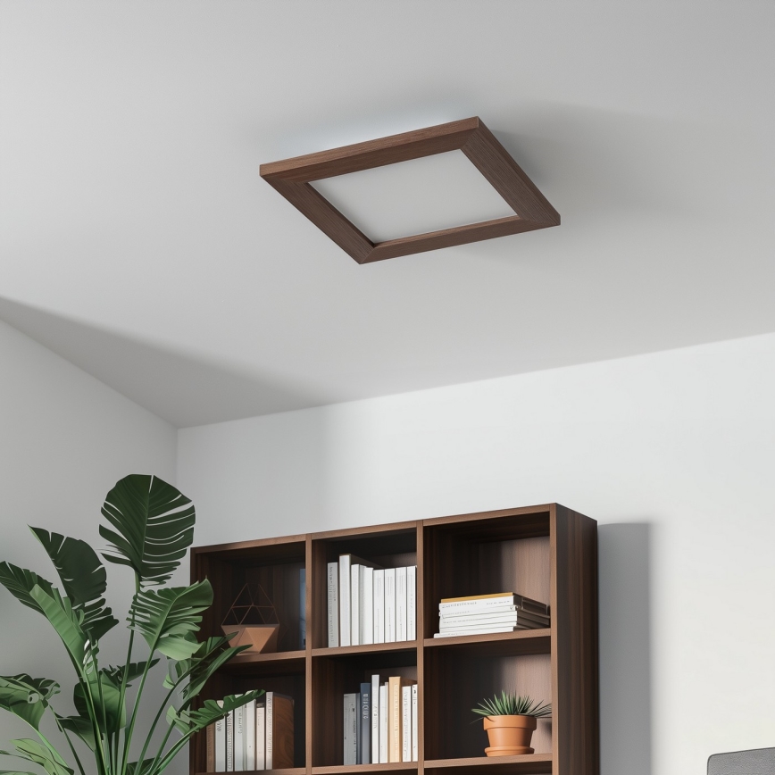 Eglo - LED RGBW Dimbaar bevestigd lichtpaneel SALOBRENA-C WOOD LED/16W/230V 2700-6500K 34x34 cm donkerbruin + afstandsbediening