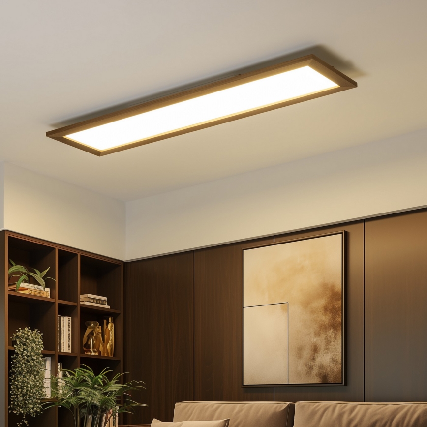 Eglo - LED RGBW Dimbaar Bevestigd/inbouw panel SALOBRENA-C WOOD LED/34W/230V 2700-6500K 34x124 cm donkerbruin + afstandsbediening