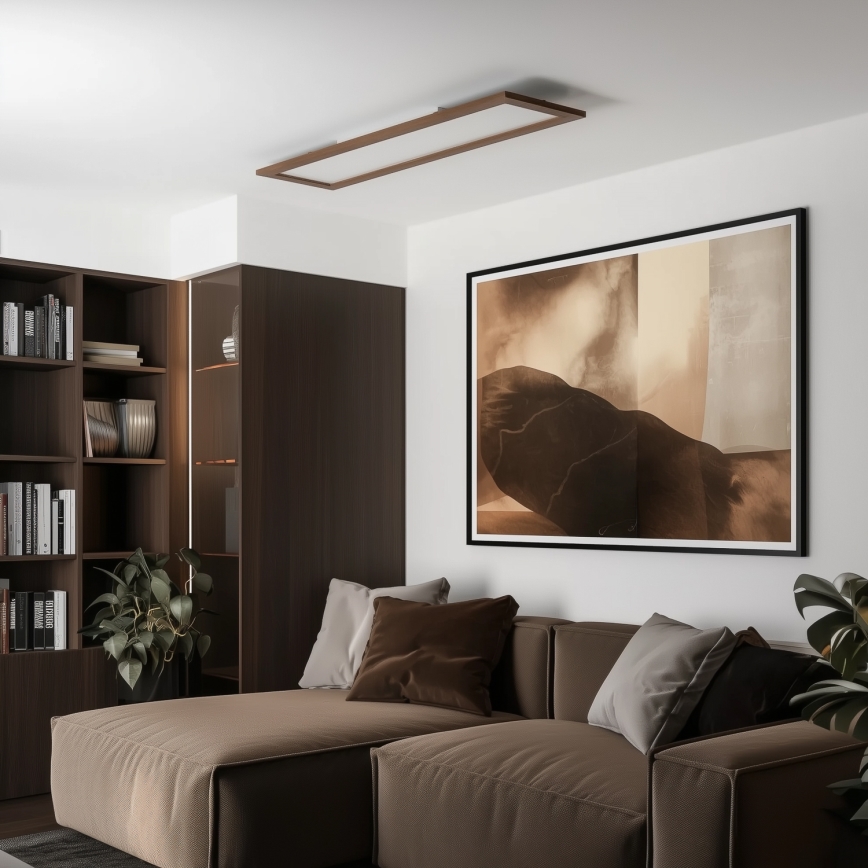 Eglo - LED RGBW Dimbaar Bevestigd/inbouw panel SALOBRENA-C WOOD LED/34W/230V 2700-6500K 34x124 cm donkerbruin + afstandsbediening